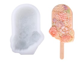 Molde silicona vela o jabon helado con flores